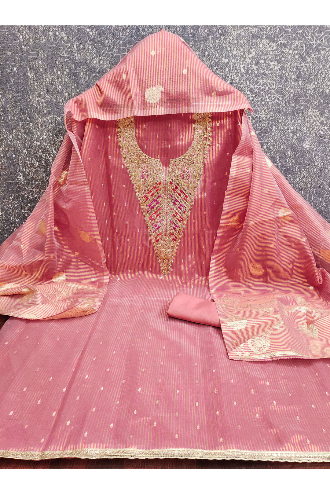 Jacquard Fabric Pink Color Glamorous Embroidered  Salwar Suit