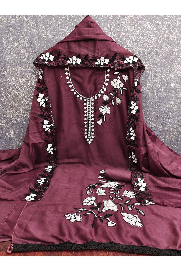 Georgette Fabric Brown Color Attractive Function Style Salwar Suit