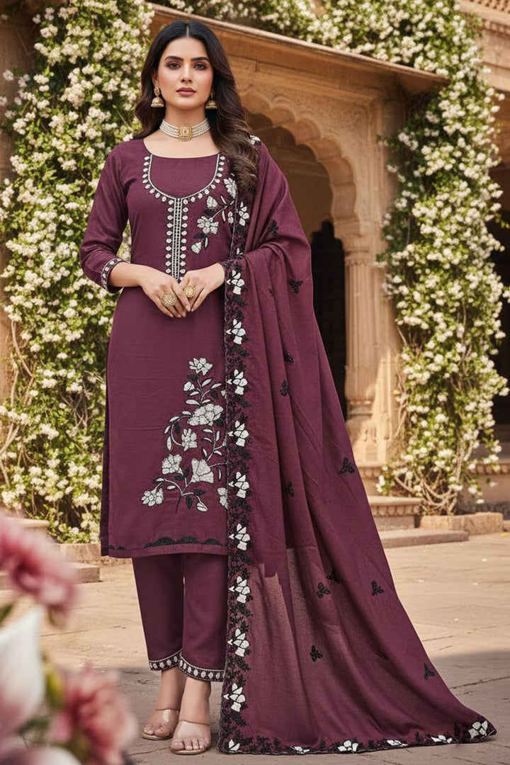 Georgette Fabric Brown Color Attractive Function Style Salwar Suit