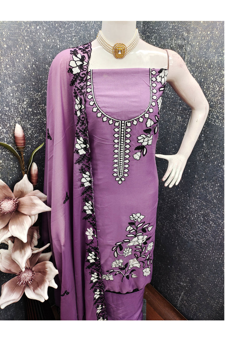 Lavender Color Georgette Fabric Beautiful Function Style Salwar Suit