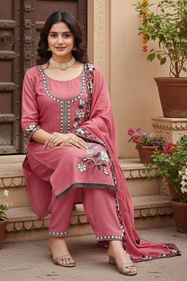 Georgette Fabric Pink Color Glamorous Function Style Salwar Suit | Buy Online India