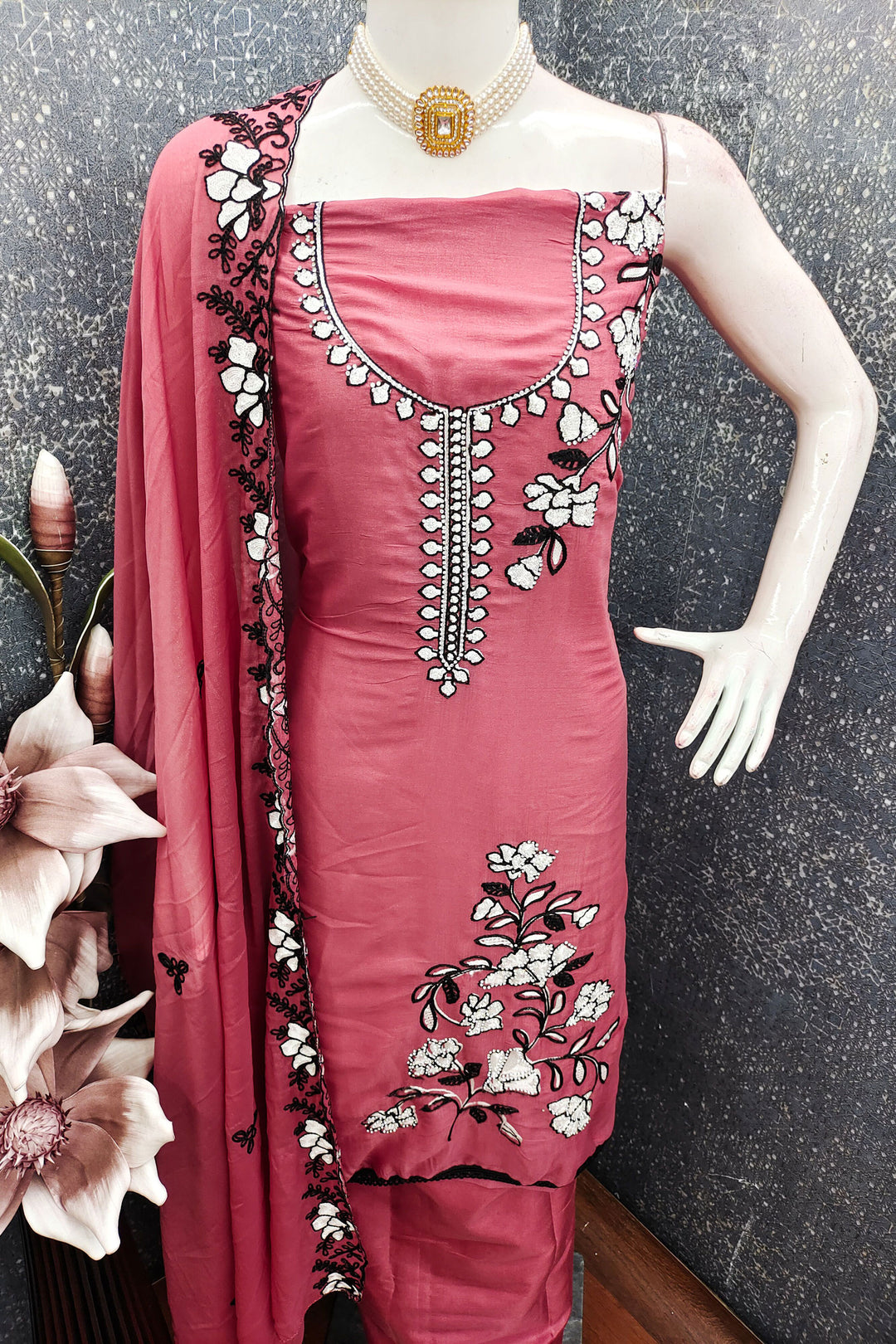 Georgette Fabric Pink Color Glamorous Function Style Salwar Suit | Buy Online India