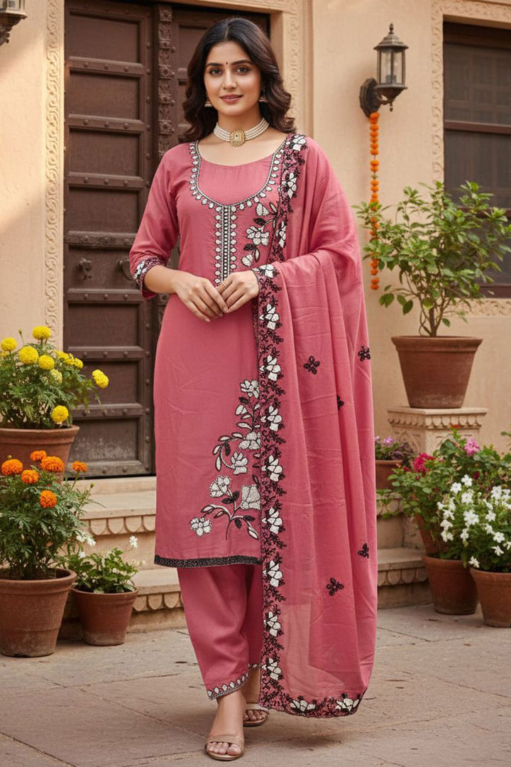 Georgette Fabric Pink Color Glamorous Function Style Salwar Suit | Buy Online India