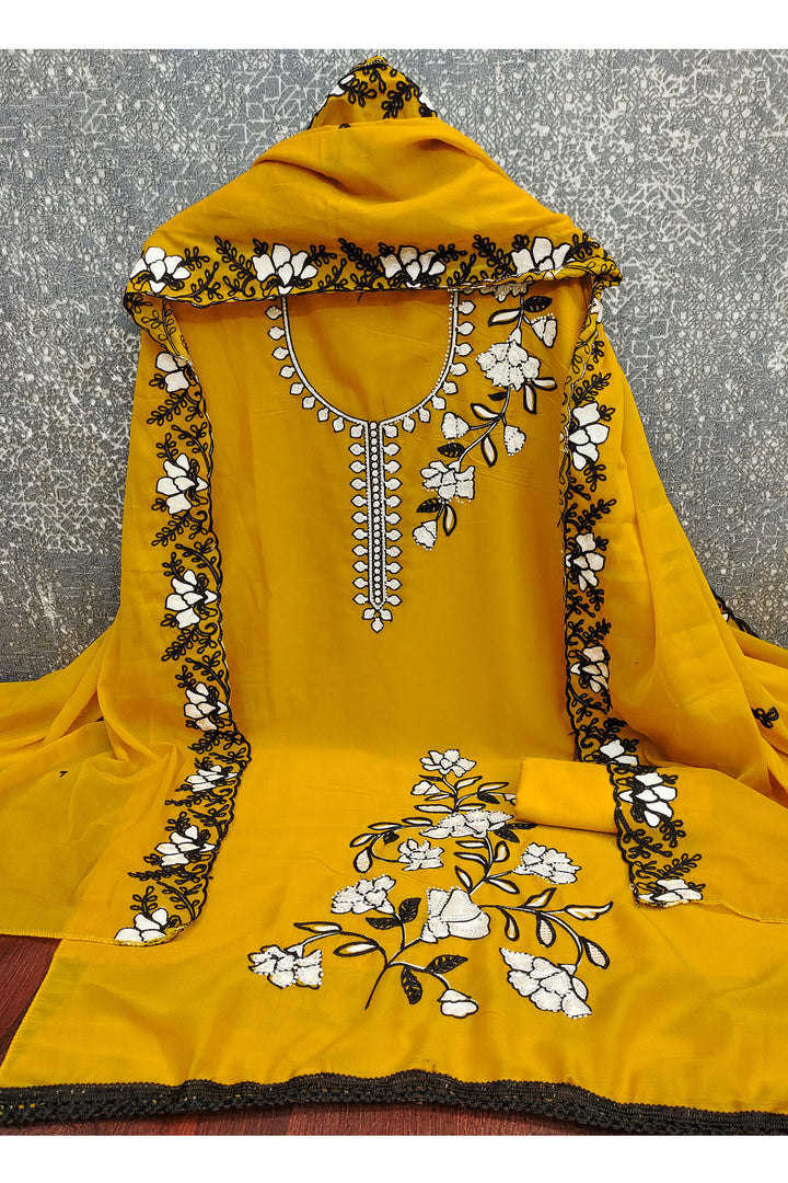 Yellow Color Georgette Fabric Glorious Function Style Salwar Suit | Buy Online India