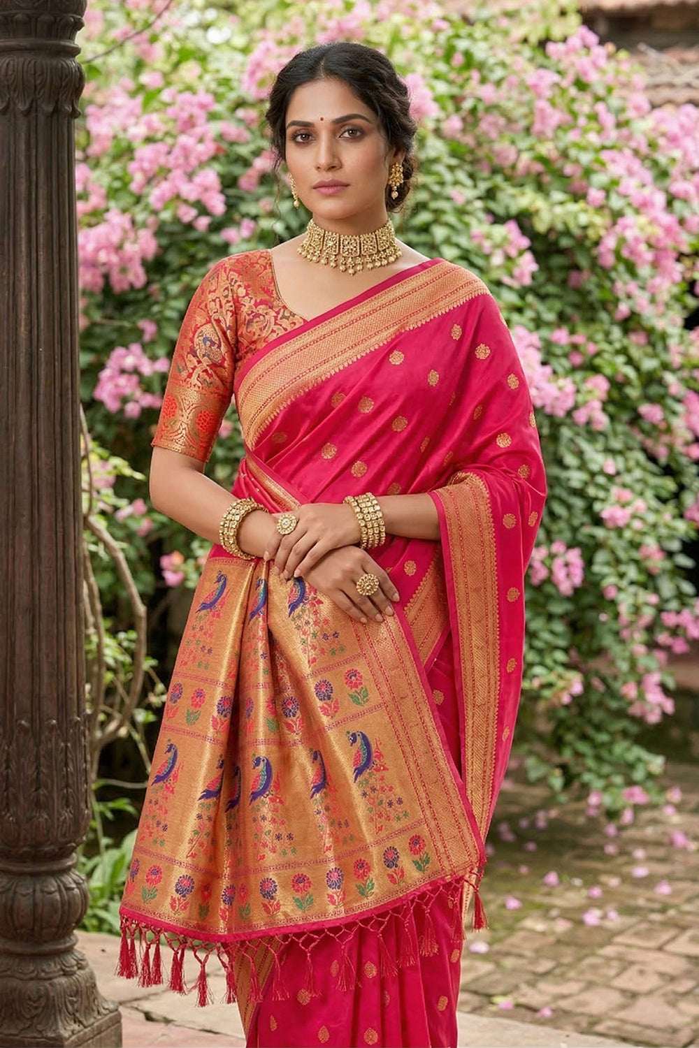 Pink Color Sober Saree In Art Silk Fabric | Buy Online India