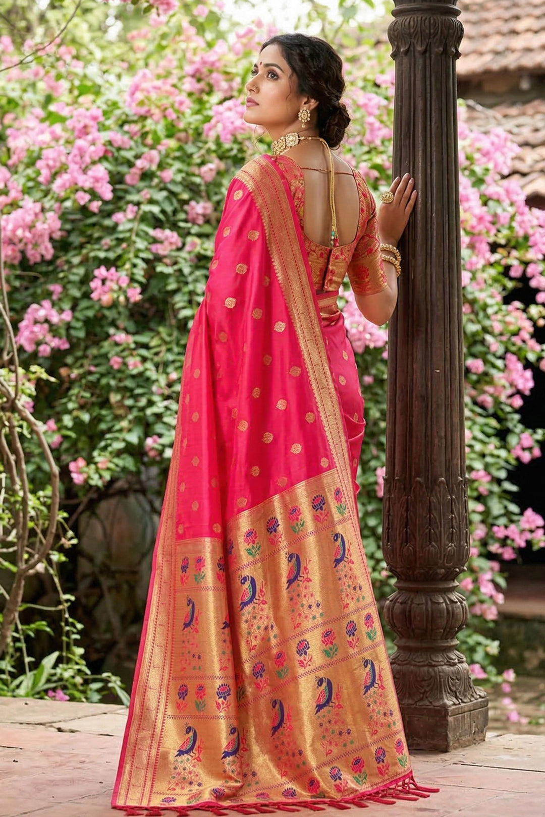 Pink Color Sober Saree In Art Silk Fabric | Buy Online India