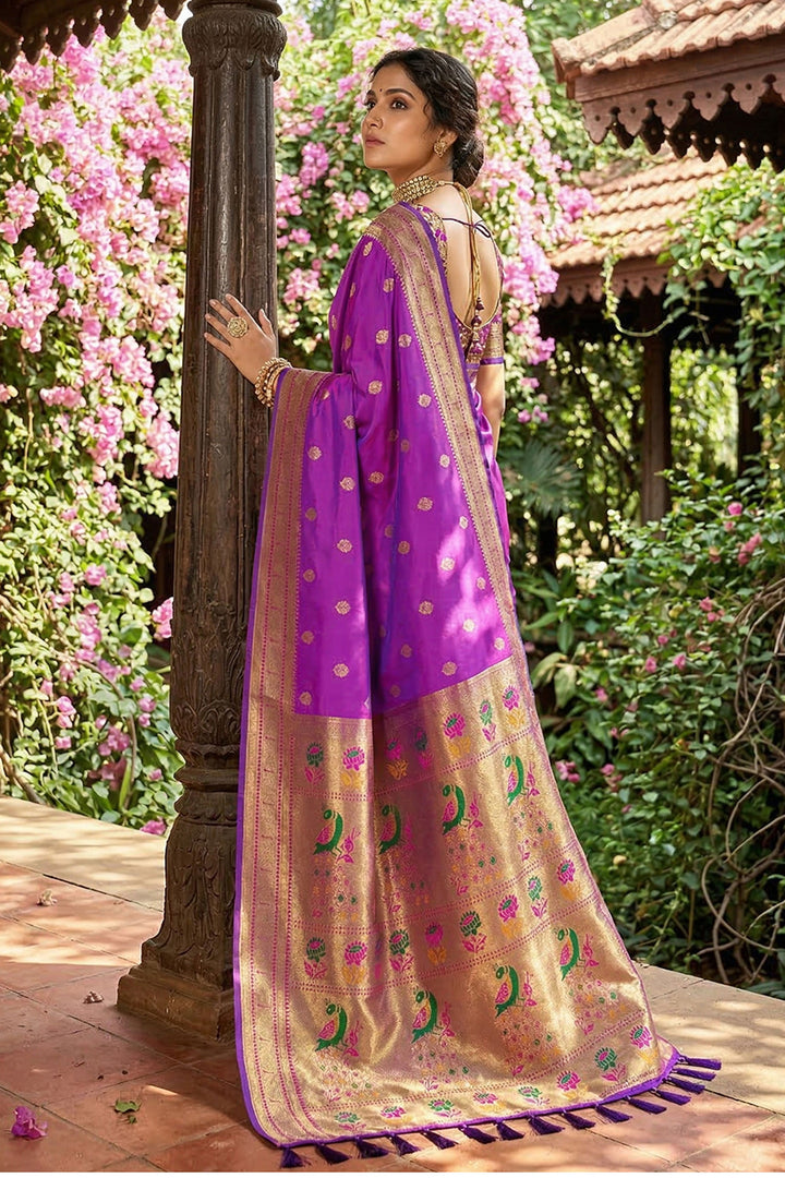 Creative Purple Color Art Silk Fabric Saree | Buy Online India