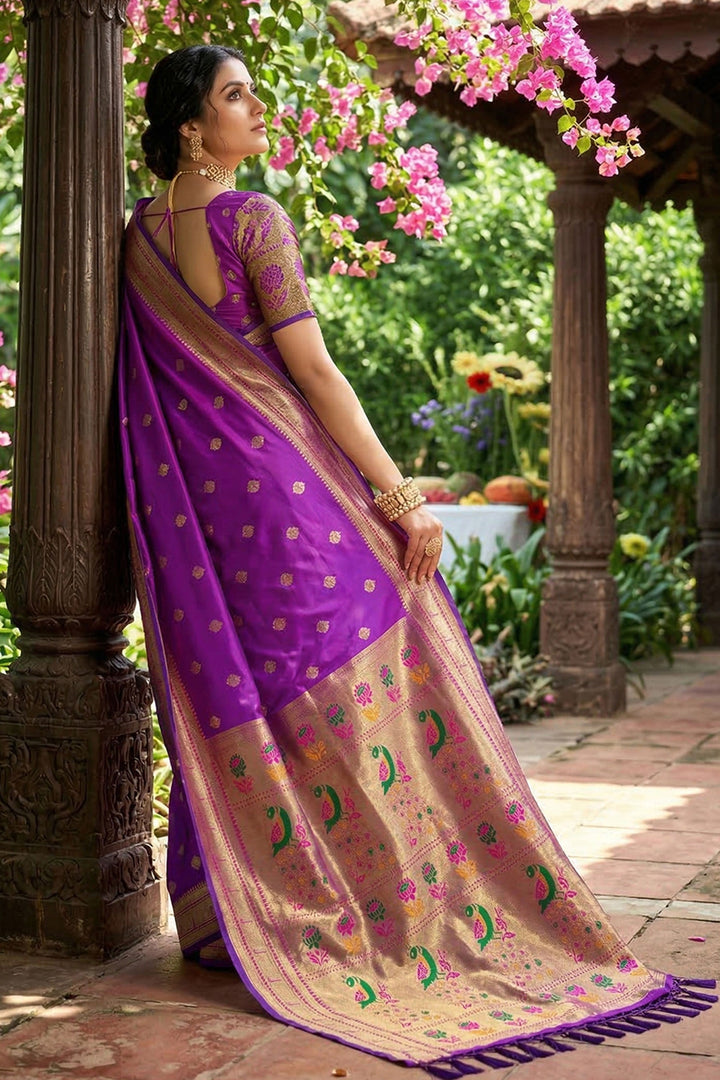 Creative Purple Color Art Silk Fabric Saree | Buy Online India