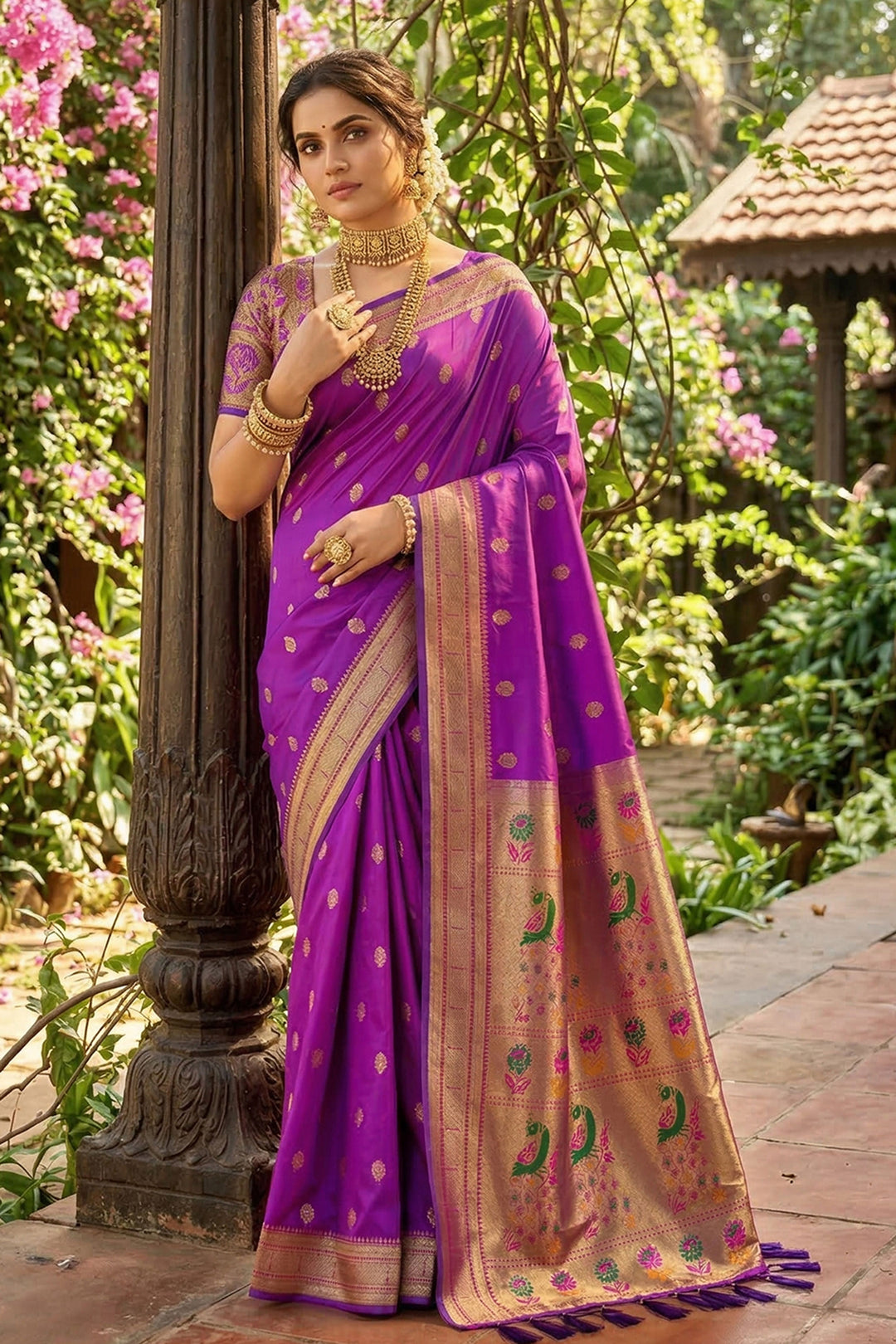 Creative Purple Color Art Silk Fabric Saree | Buy Online India