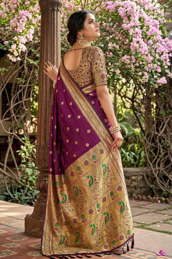 Beguiling Wine Color Art Silk Fabric Saree | Buy Online India