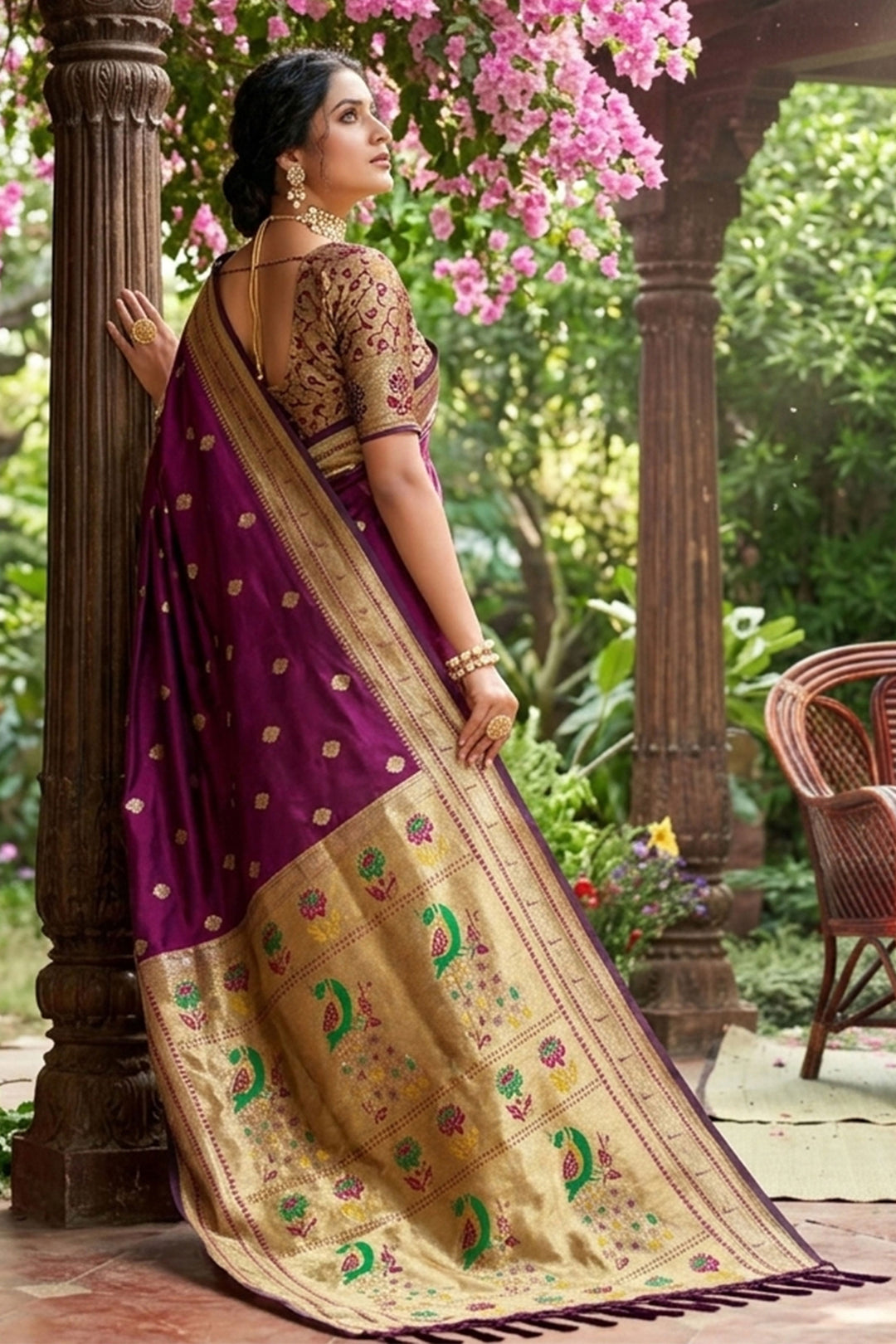 Beguiling Wine Color Art Silk Fabric Saree | Buy Online India
