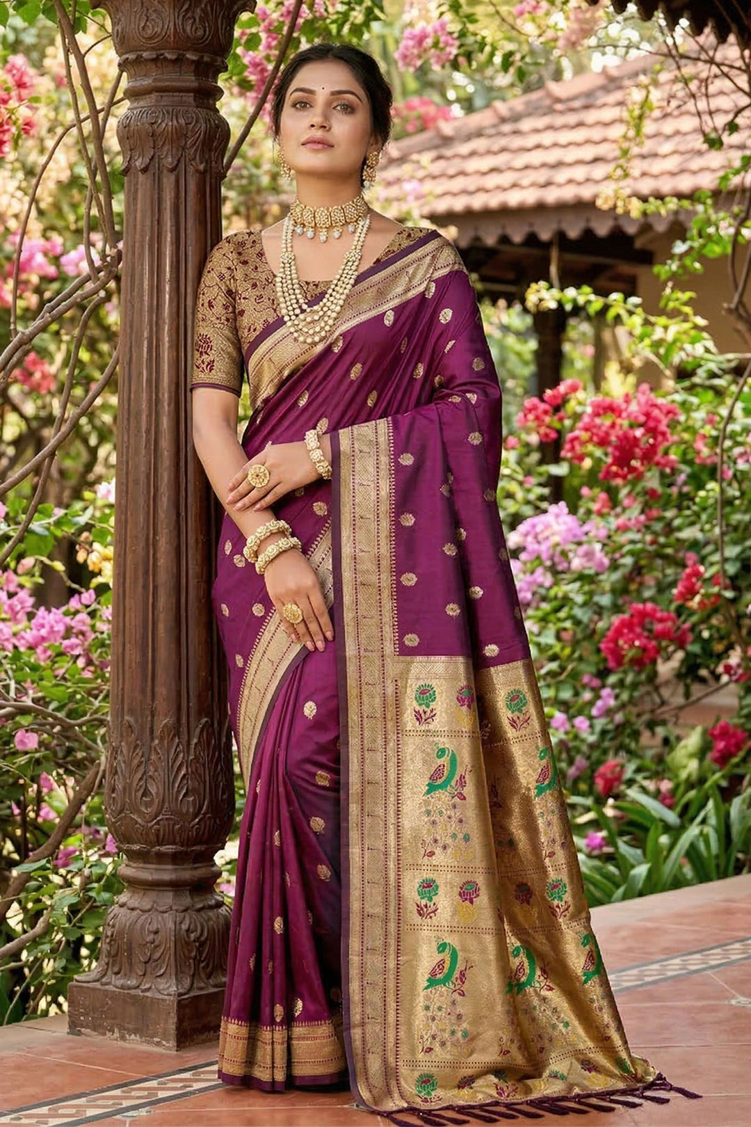 Beguiling Wine Color Art Silk Fabric Saree | Buy Online India