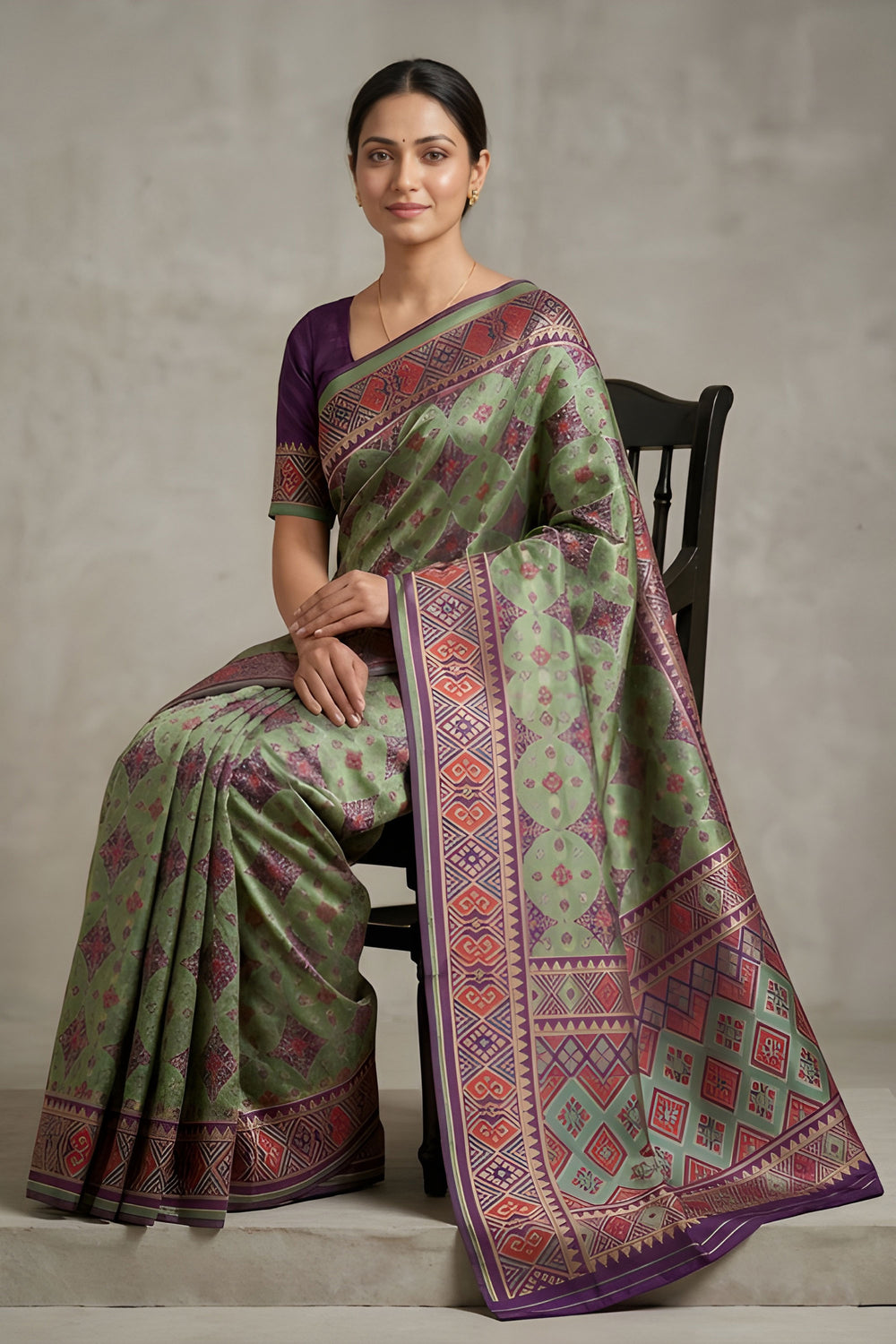 Printed Work On Awesome Art Silk Fabric Saree In Sea Green Color | Buy Online India