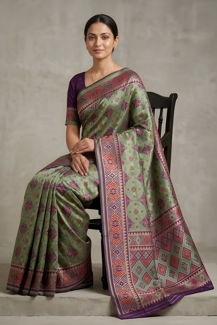 Printed Work On Awesome Art Silk Fabric Saree In Sea Green Color | Buy Online India