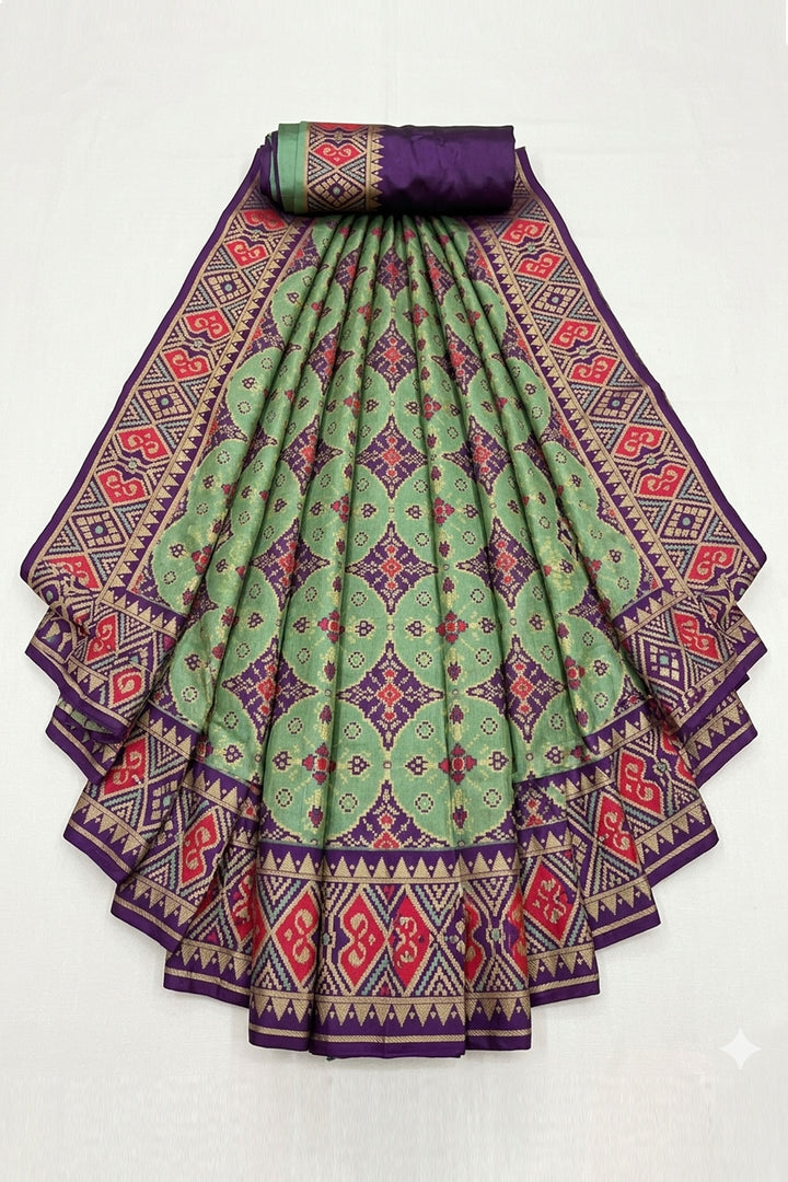 Printed Work On Awesome Art Silk Fabric Saree In Sea Green Color | Buy Online India