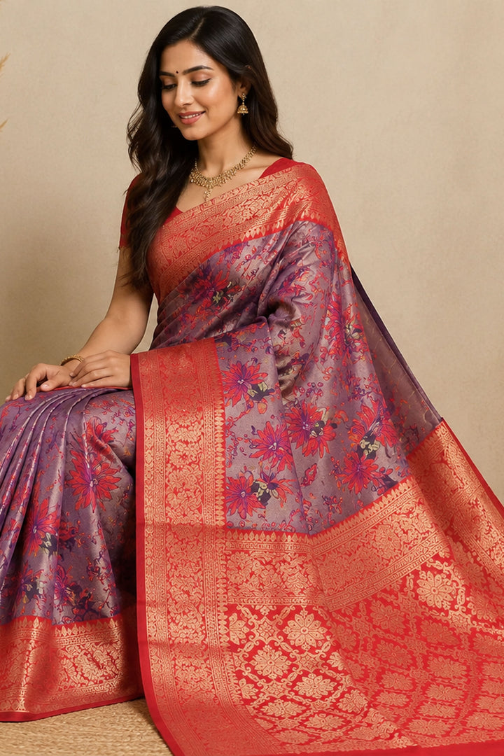 Purple Color Fantastic Art Silk Fabric Saree With Weaving Work | Buy Online India