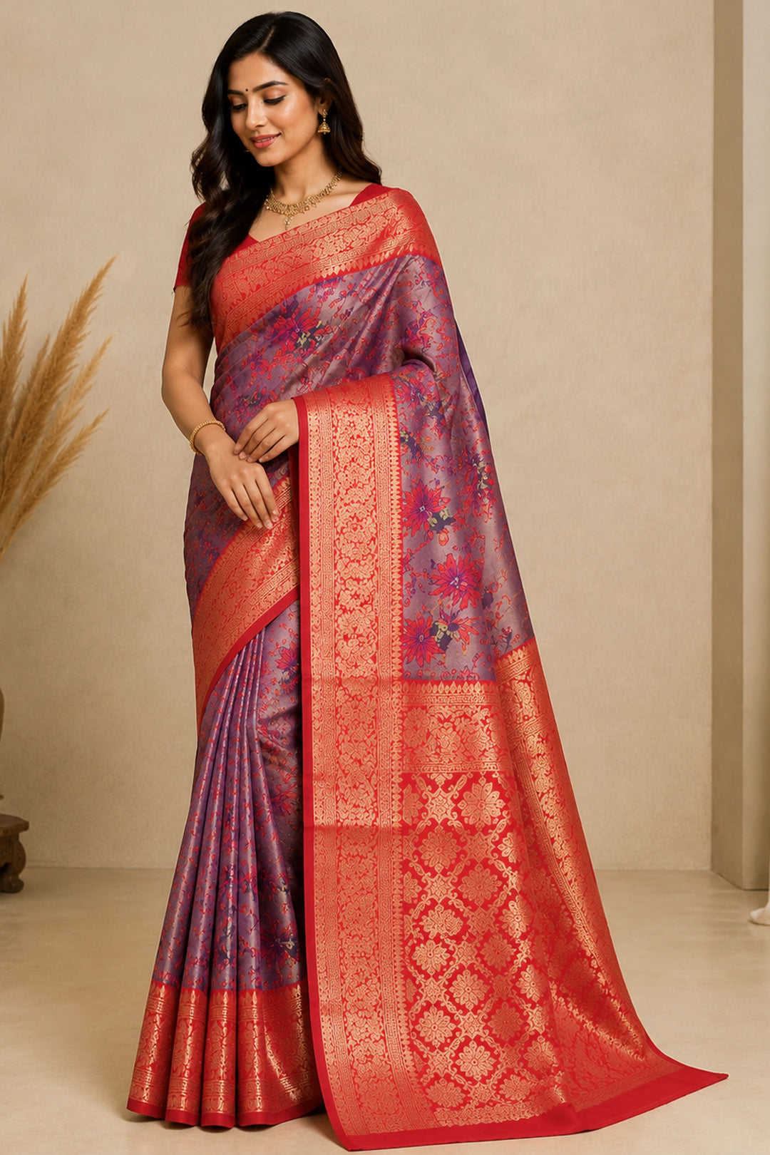 Purple Color Fantastic Art Silk Fabric Saree With Weaving Work | Buy Online India