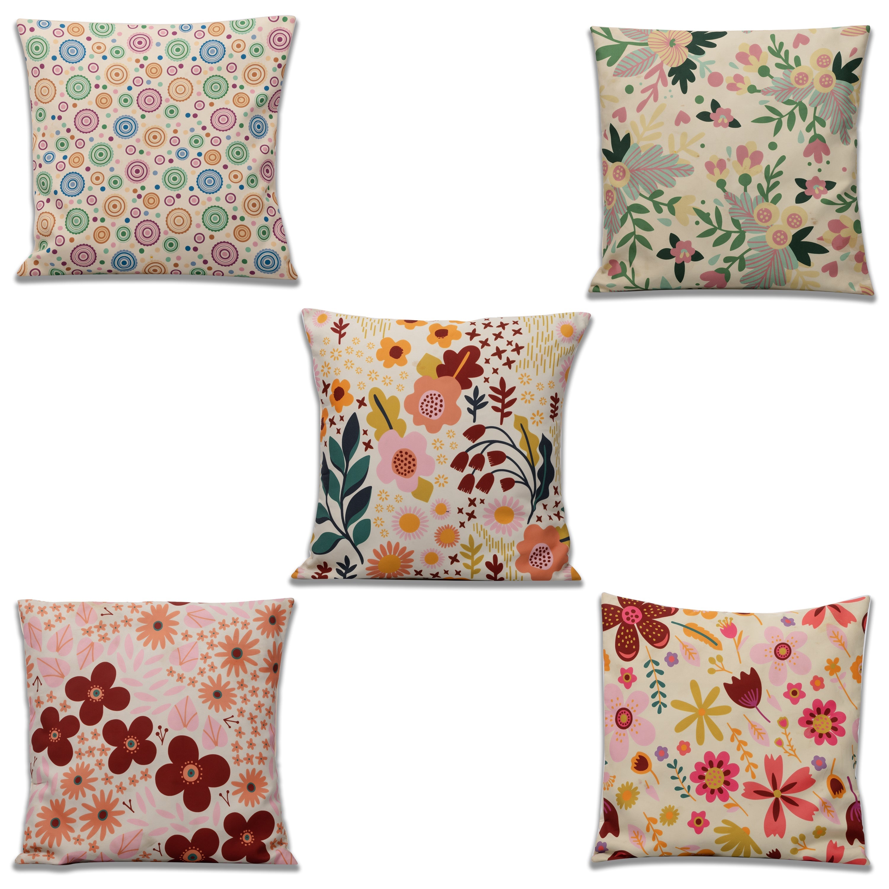 Bouquet Cushion Cover Set Of 5 16"X16"