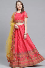 Load image into Gallery viewer, Sangeet Function Wear Peach Color Art Silk Fabric Embroidered Designer Lehenga Choli
