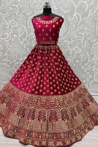 Pink Color Velvet Fabric Wedding Wear Princely Thread Embroidered Work Bridal Lehenga