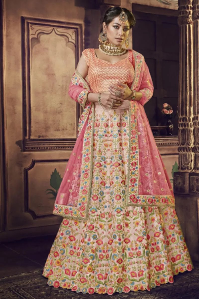 Art Silk Fabric Embroidered Sangeet Function Wear Designer Lehenga Choli