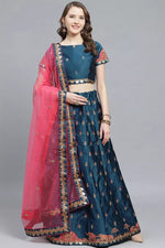 Load image into Gallery viewer, Sangeet Function Wear Satin Fabric Embroidered Teal Color Designer Lehenga Choli
