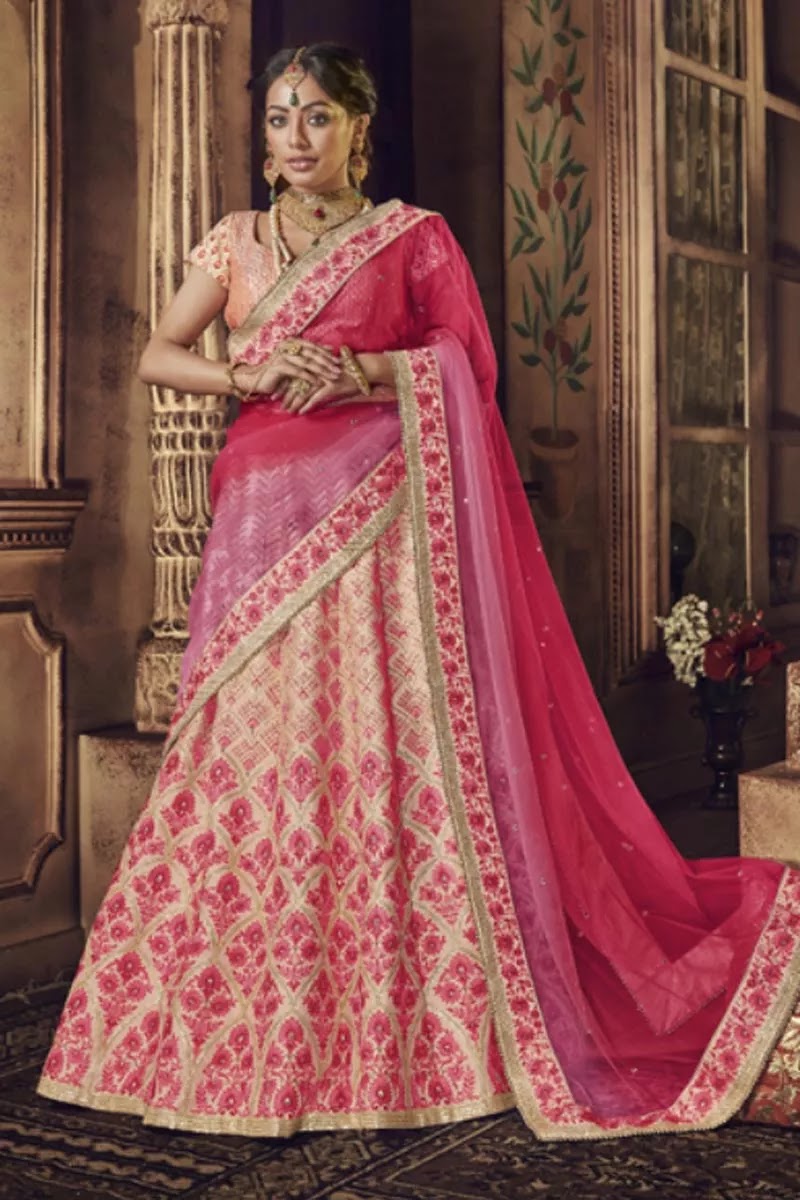 Traditional Pink Color Embroidered Lehenga Choli