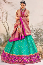 Load image into Gallery viewer, Cyan Color Reception Wear Designer Lehenga Choli
