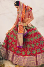 Load image into Gallery viewer, Silk Fabric Reception Wear Designer Lehenga Choli In Red Color
