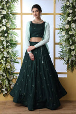 Load image into Gallery viewer, Dark Green Color Cotton Fabric Wedding Wear 3 Piece Lehenga Choli With Designer Koti
