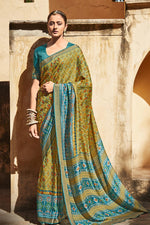 Load image into Gallery viewer, Party Wear Art Silk Fabric Printed Saree In Yellow Color
