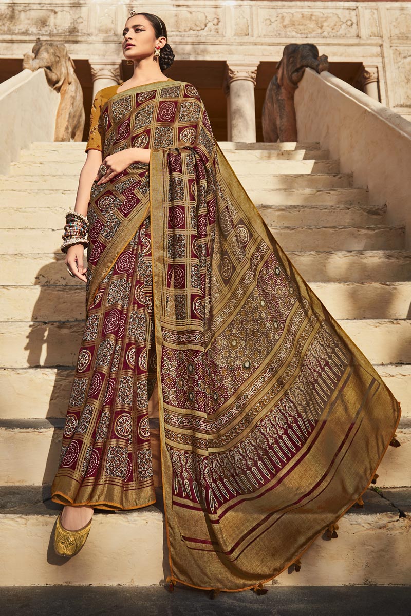 Art Silk Fabric Printed Multi Color Festive Wear Designer Saree