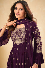 Load image into Gallery viewer, Wine Color Georgette Fabric Vintage Vartika Sing Sharara Suit
