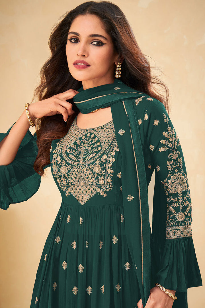 Georgette Fabric Green Color Excellent Vartika Sing Sharara Suit