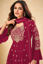 Load image into Gallery viewer, Georgette Fabric Maroon Color Special Vartika Sing Sharara Suit
