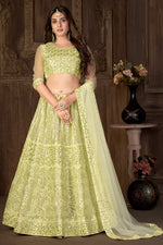 Load image into Gallery viewer, Ingenious Sequins Work On Yellow Color Lehenga In Net Fabric
