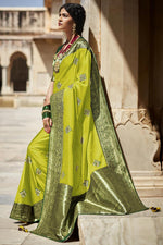 Load image into Gallery viewer, Weaving Work Green Color Art Silk Fabric Engaging Function Wear Saree
