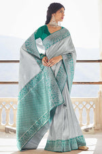 Load image into Gallery viewer, Function Wear Grey Color Weaving Work Precious Saree In Art Silk Fabric
