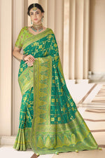 Load image into Gallery viewer, Teal Color Soothing Function Wear Weaving Work Silk Saree

