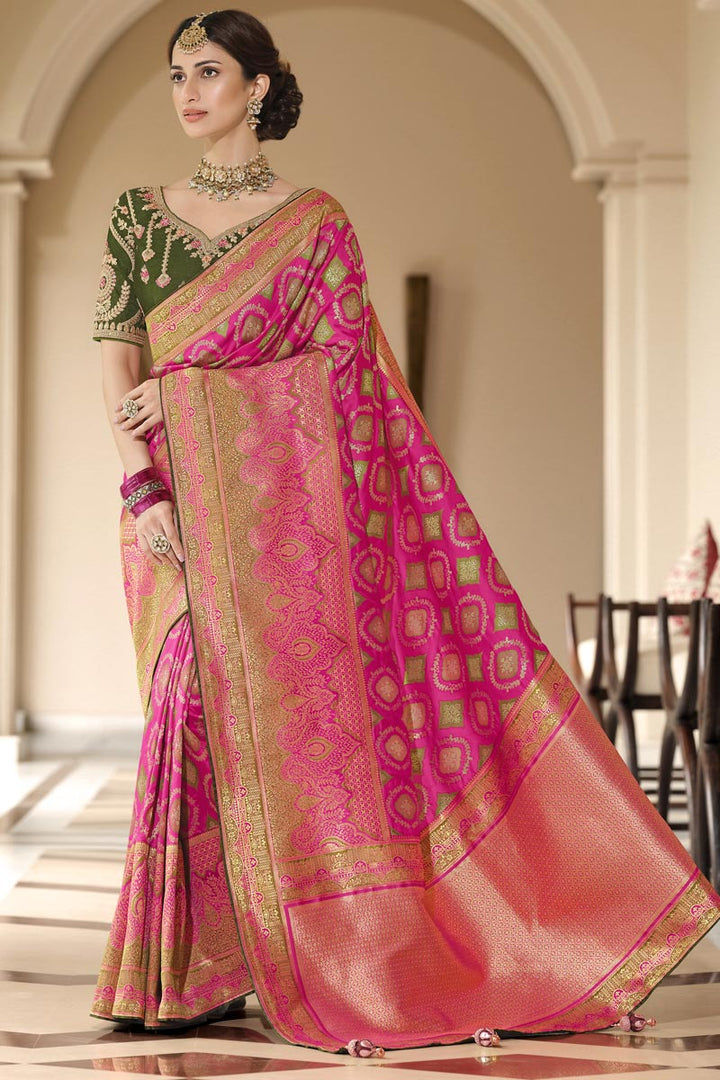 Rani Color Awesome Function Wear Weaving Work Silk Saree