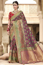 Load image into Gallery viewer, Stunning Function Wear Weaving Work Silk Saree In Wine Color
