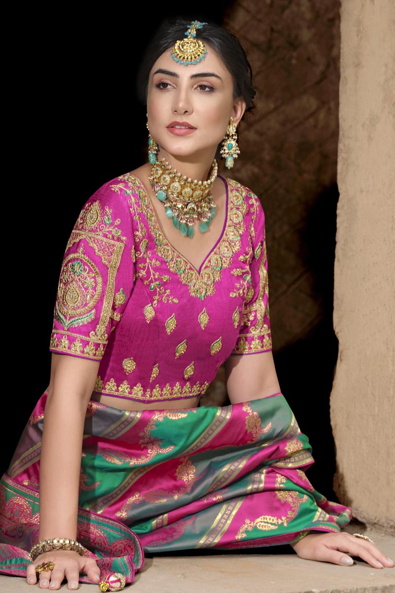 Multi Color Enticing Function Wear Weaving Work Silk Saree