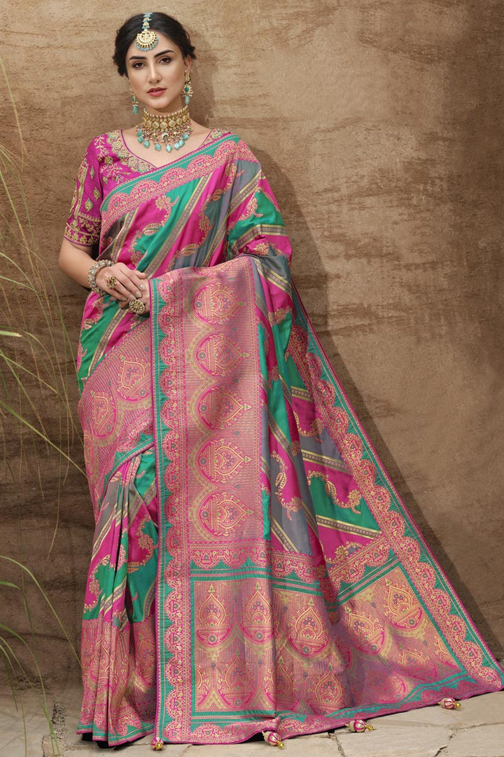 Multi Color Enticing Function Wear Weaving Work Silk Saree