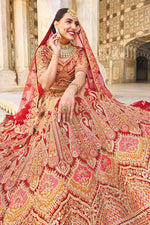 Load image into Gallery viewer, Silk Fabric Embroidered Work Wonderful Bridal Lehenga In Maroon Color
