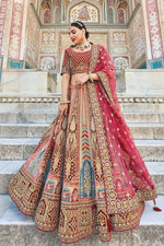 Load image into Gallery viewer, Maroon Color Silk Fabric Awesome Bridal Look Lehenga
