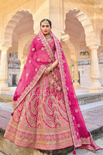 Load image into Gallery viewer, Silk Fabric Stunning Embroidered Bridal Lehenga In Pink Color
