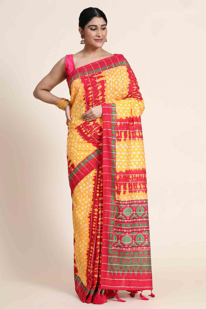 Mustard Color Fancy Fabric Festival Wear Charming Saree