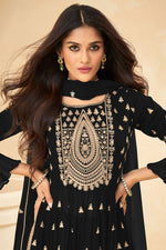 Load image into Gallery viewer, Black Color Georgette Fabric Charismatic Embroidered Palazzo Suit
