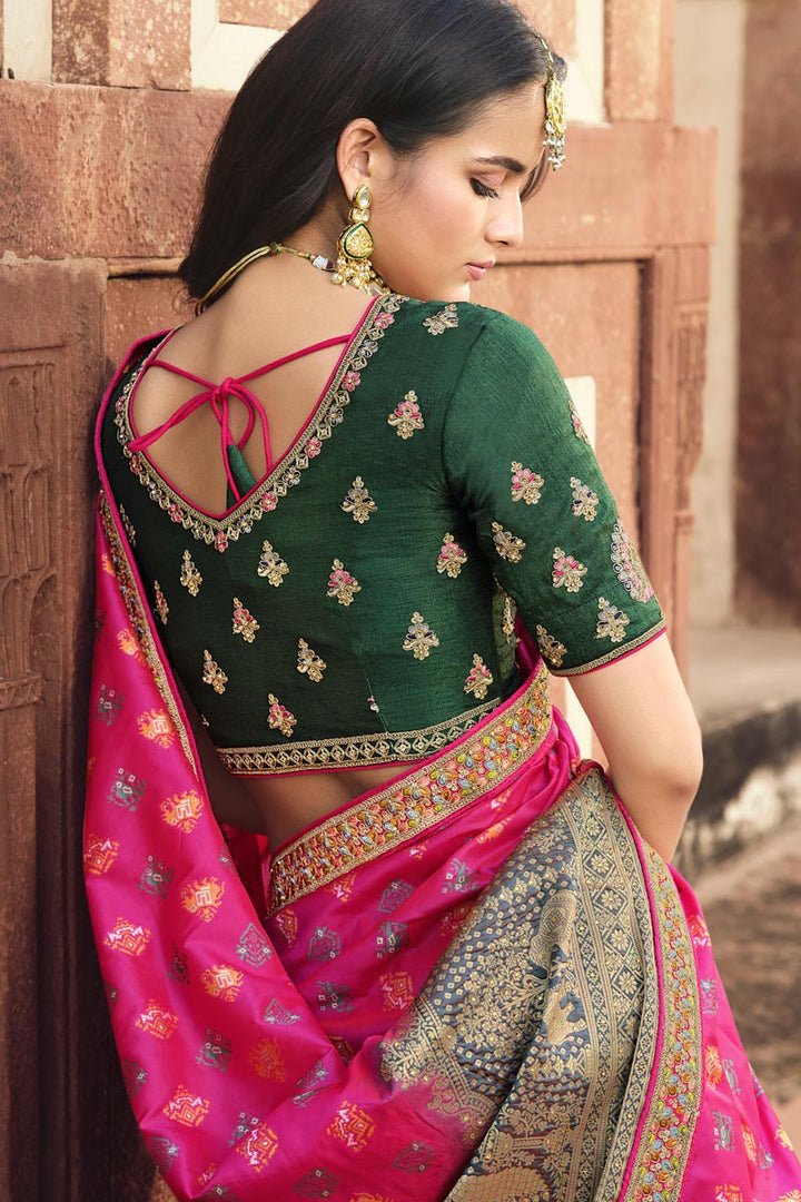 Silk Fabric Multi Color Wedding Wear Bright Lehenga