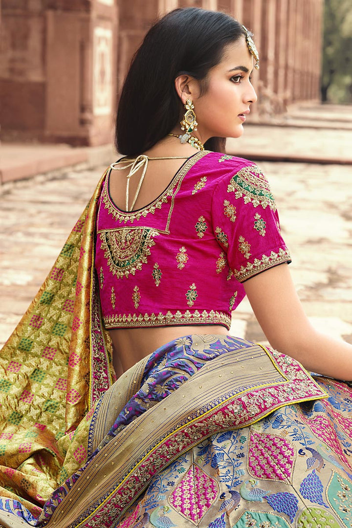 Marvelous Silk Fabric Wedding Wear Lehenga In Multi Color